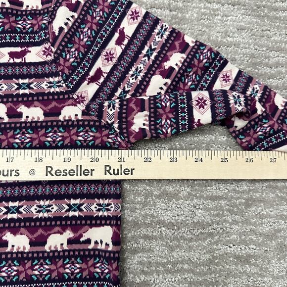 Lands End Shirt Womens Large Purple Fair Isle Polar Bear Moose Holidays Outdoors - Picture 13 of 14